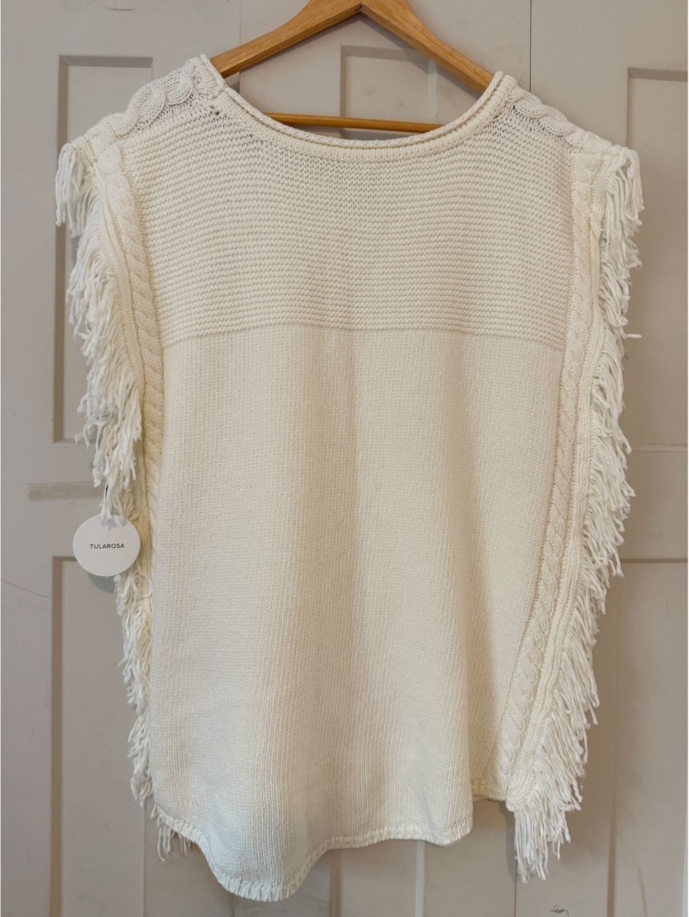 Tularosa cream bohemian style sleeveless fringe knit sweater vest small NWT boho